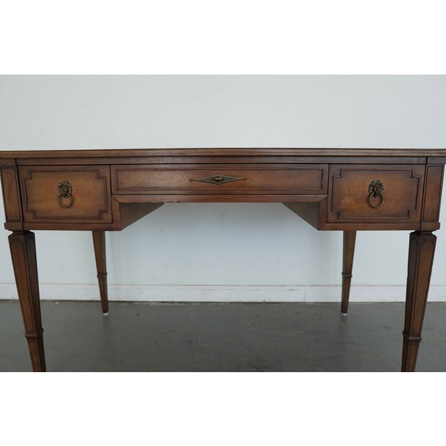 Attributed to Baker Furniture Leather Top Plat Desk For Sale - Image 15 of 15