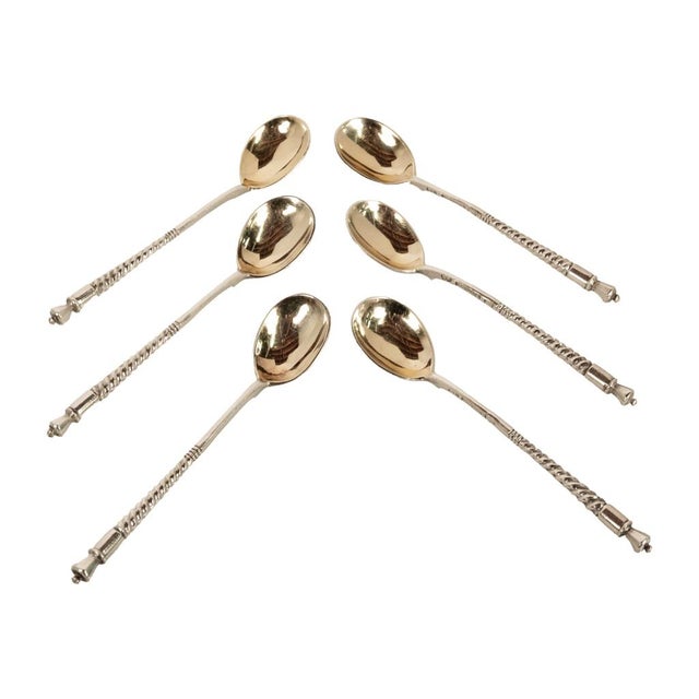 Antique Russian Imperial Silver Spoons by Fedor Rückert Faberge Moscow 1889 - Set of 6 For Sale - Image 12 of 15