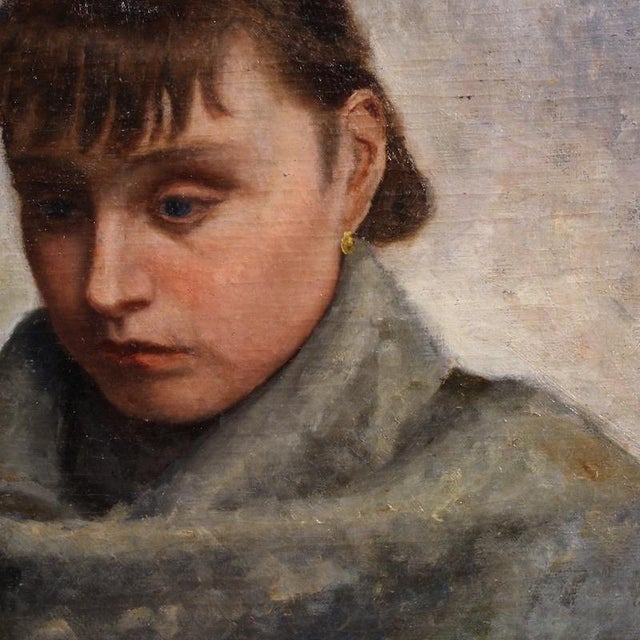 Italian Artist, Portrait of a Woman in Impressionist Style, 1920, Oil on Canvas, Framed For Sale - Image 8 of 15