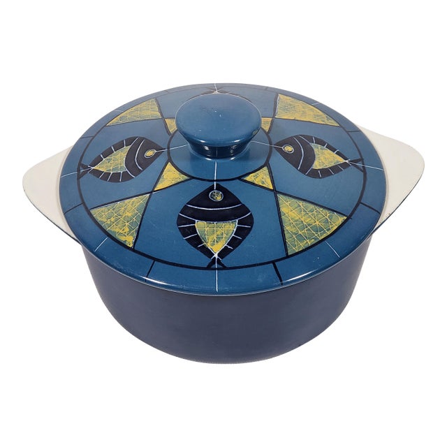 Vintage Original Mid-Century Modern Jie Gantofta Swedish Sauce Pan W/Anita Nylund Fish Pattern Lid For Sale