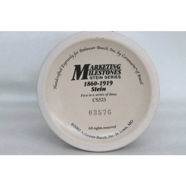 This magnificent beer stein is made of ceramic and metal with a cardboard box. This brilliant stein stamp on the bottom "...