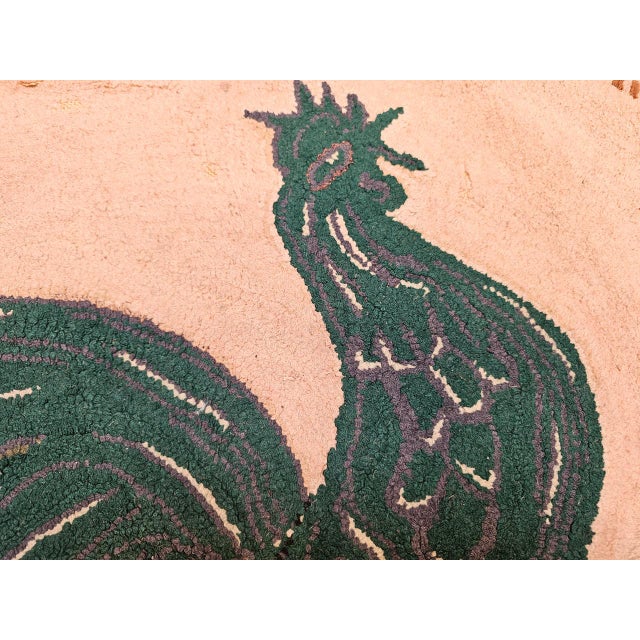 Vintage American Hand Hooked Rug, Wool & Cotton, Standing Rooster Design, 2x3 For Sale - Image 11 of 14