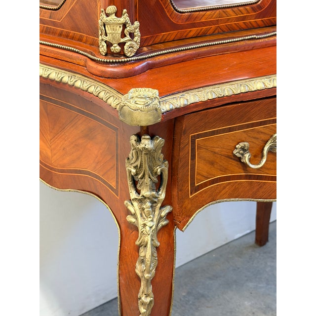 Bronze Mid 19th Century French Louis XV Style Ormolu-Mounted Walnut/Rosewood Vitrine Cabinet For Sale - Image 8 of 17
