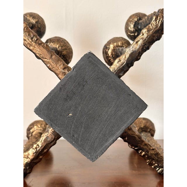 Vintage Brass Brutalist 9 Candle Candleabra 18 X 18 X 18, in the Style of Pieter Adam For Sale - Image 11 of 11