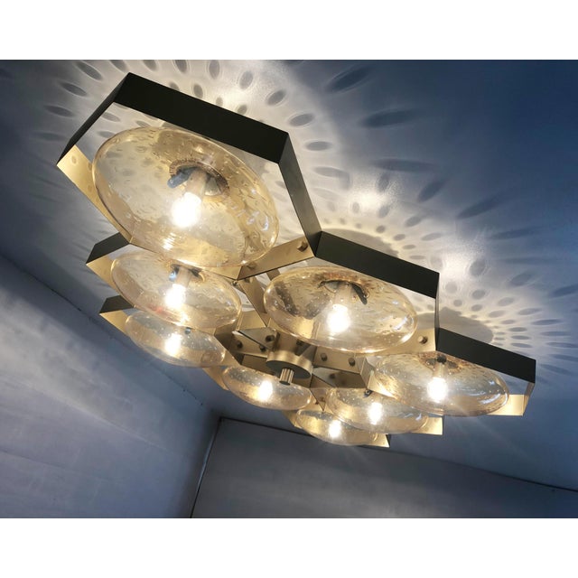 21st Century Hive Satin Brass Amber Bubbles Murano Flush Mount by Fabio LTD For Sale - Image 9 of 10