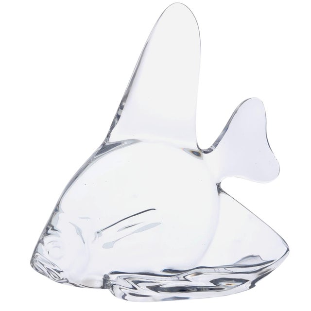 Figurative Pristine Large Steuben Crystal Angelfish Sculpture 10.5" Signed Rare Masterpiece For Sale - Image 3 of 9