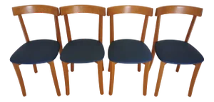 Vintage Italian Dining Chairs with Blue Fabric Seats from Calligaris, 1990s, Set of 4