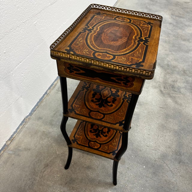 Wood Napoleon III Side Table in Precious Wood Marquetry, France, 1800s For Sale - Image 7 of 14