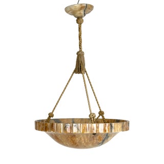 Swedish Grace Sculptural Alabaster Pendant Lamp, 1920s For Sale