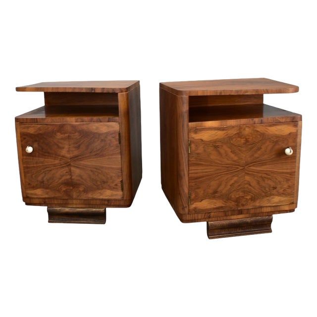Art Deco Bedside Tables, Czechoslovakia, 1939, Set of 2 For Sale