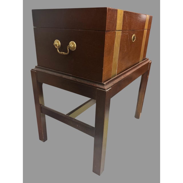 Late 20th Century Antique Georgian Brass Bound Mahogany or Walnut Cellarette Box on Stand For Sale - Image 5 of 11