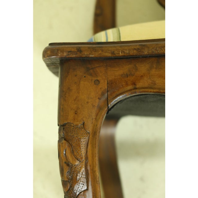 Brown Set of 8 Italian Walnut Carved Dining Room Chairs For Sale - Image 8 of 13