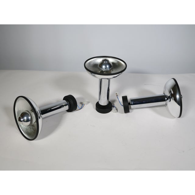 Mid-Century Modern Space Age Chrome Wall Lamps by Staff, 1970s, Set of 3 For Sale - Image 3 of 7