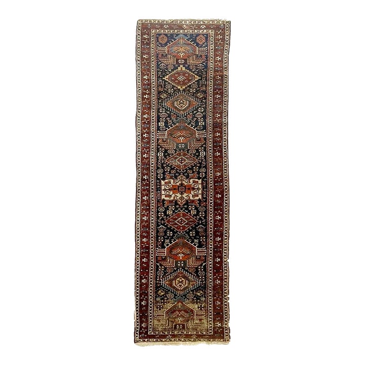 ANCIENT Nomadic Northwest Persian Karaja Runner Rug 3.2 x 13.5 | Chairish