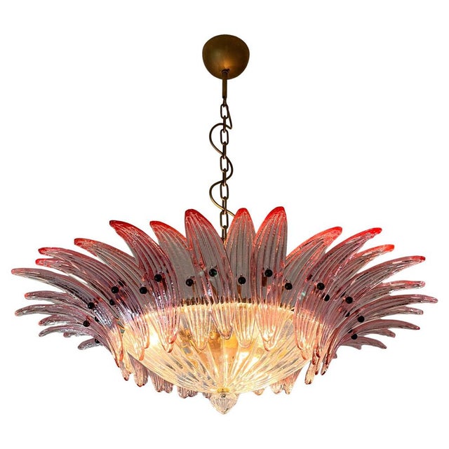 Mid-20th Century Pink Murano Chandelier, 1970s, Set of 2 For Sale - Image 3 of 18