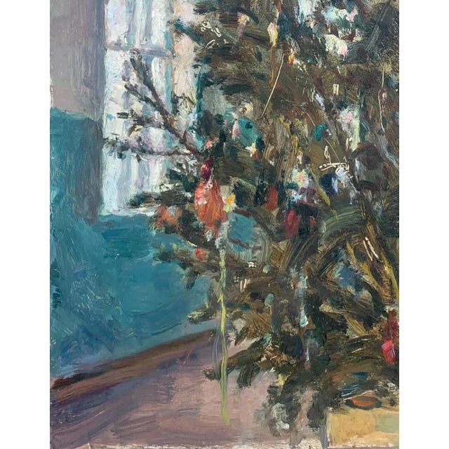 1970s Soviet Era Christmas Tree Oil Painting, Ukrainian Artist, 1970s 46-36 For Sale - Image 5 of 6