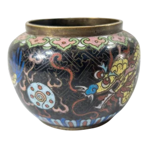 20th Century Chinese Cloisonne Enamel Jar With Dragon
