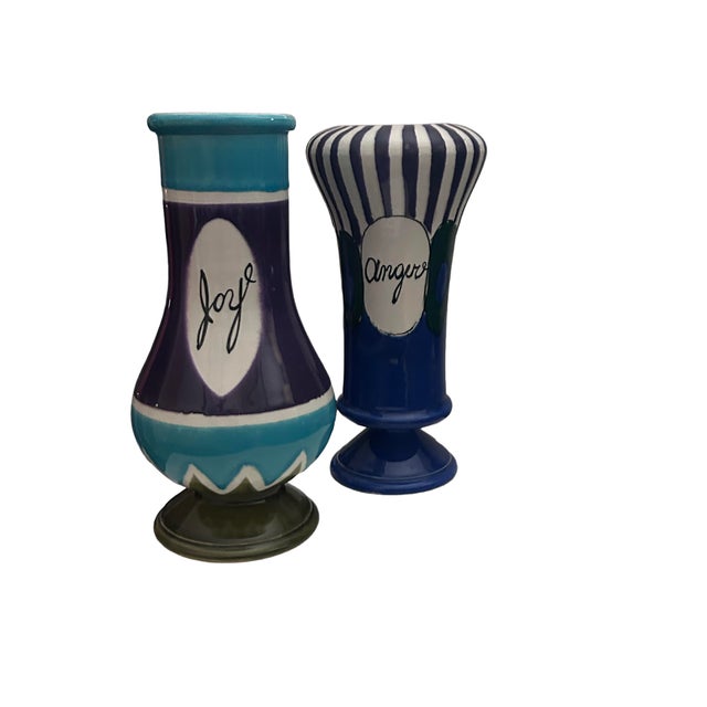 Ceramic Vintage and Super Rare Alvino Bagni ‘Anger’ and ‘Joy’ Vase Set For Sale - Image 7 of 12