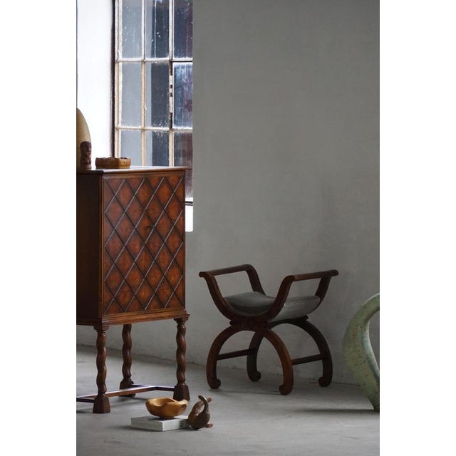 Swedish Grace Art Deco Geometric Cabinet in Oak from Thysells Möbler, 1940s For Sale - Image 9 of 17