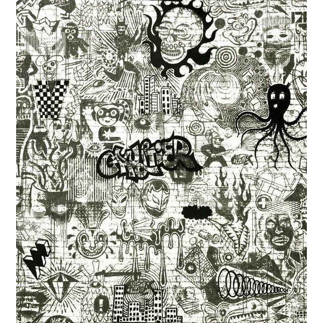 Sample - Jean Paul Gaultier for The House of Scalamandré Ernest Wallcovering, Noir For Sale