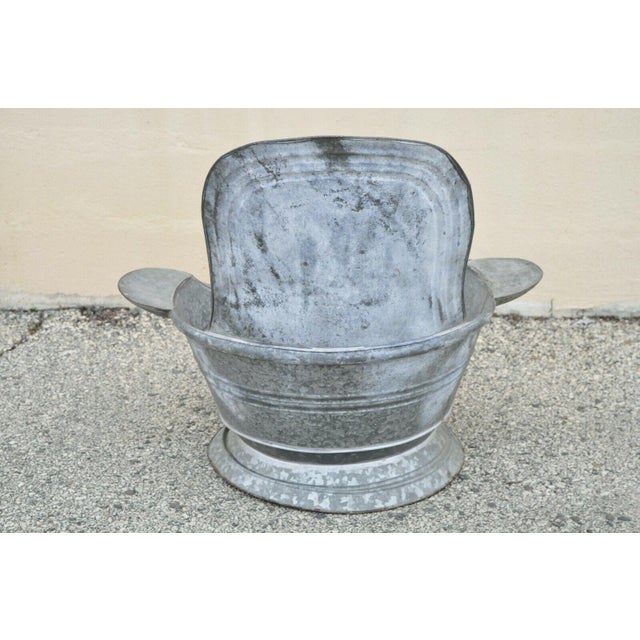 Antique Galvanized Metal Tin Cowboy Bathtub Sit Down Hip Tub With