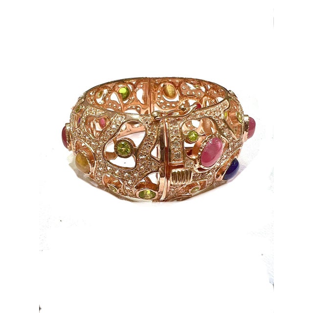 Late 20th Century Bochic "Capri" Vintage Natural Ruby & Amethyst Bangle Set In 18K Gold & Silver For Sale - Image 5 of 18