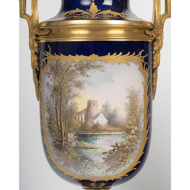 Vases in Enameled and Gilt Porcelain, Set of 2 For Sale - Image 10 of 12