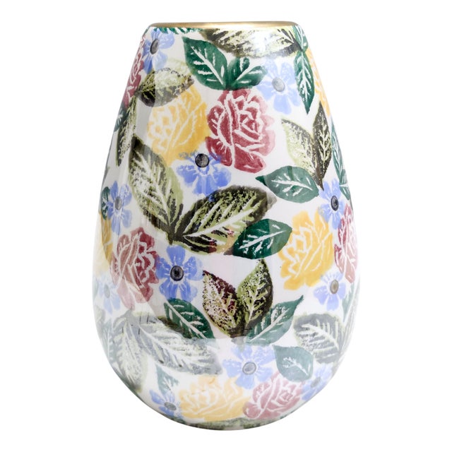 Vintage Painted Porcelain Flower Vase from Bassano, 1960s For Sale