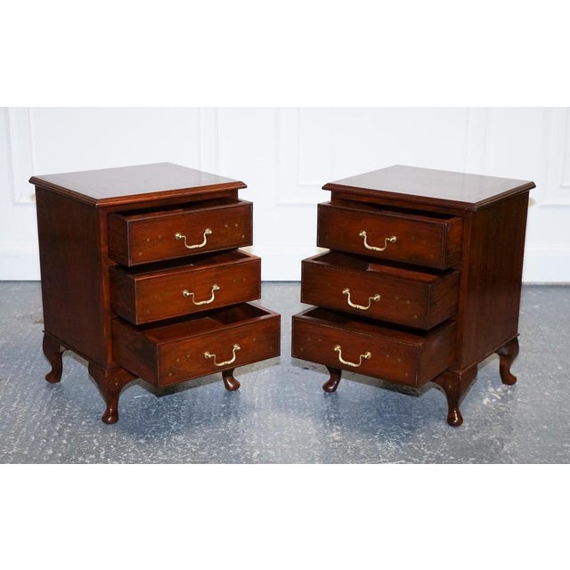 Anglo Indian Nightstands with Brass Inliad For Sale - Image 3 of 16