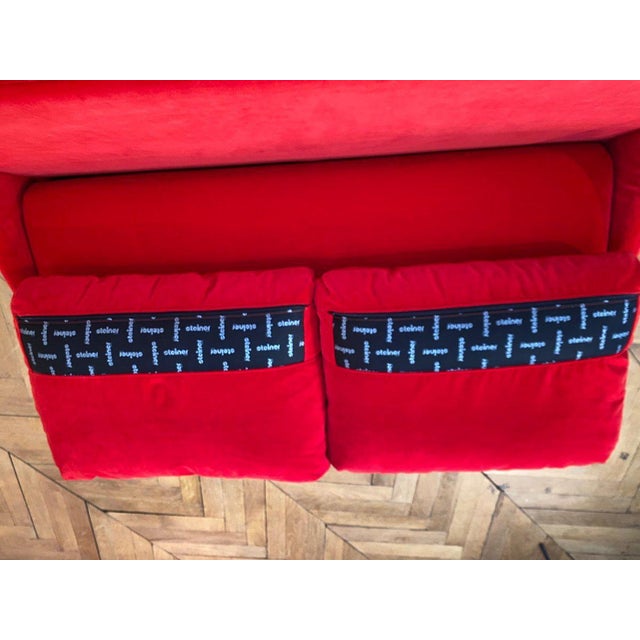 Red Sofa Model 800 by Joseph-André Motte For Sale - Image 8 of 12