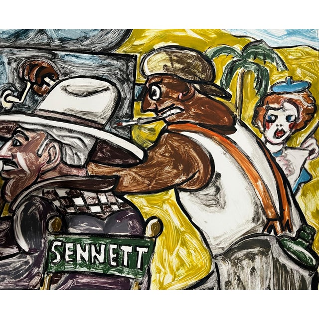 Red Grooms, Huge Red Grooms Monotype Oil Painting LA Hollywood Circus Film Cartoon Pop Art, 2006 For Sale - Image 15 of 18