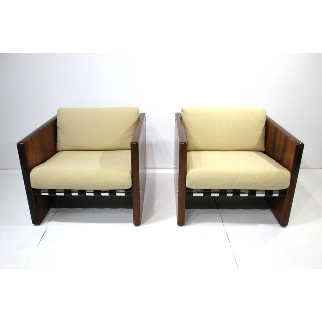 Selg Rosewood and Leather Cube Club Chairs For Sale - Image 15 of 15