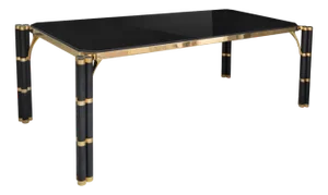 Mid-Century Modern Italian Black Granite and Brass Dining Table from Cupioli Living