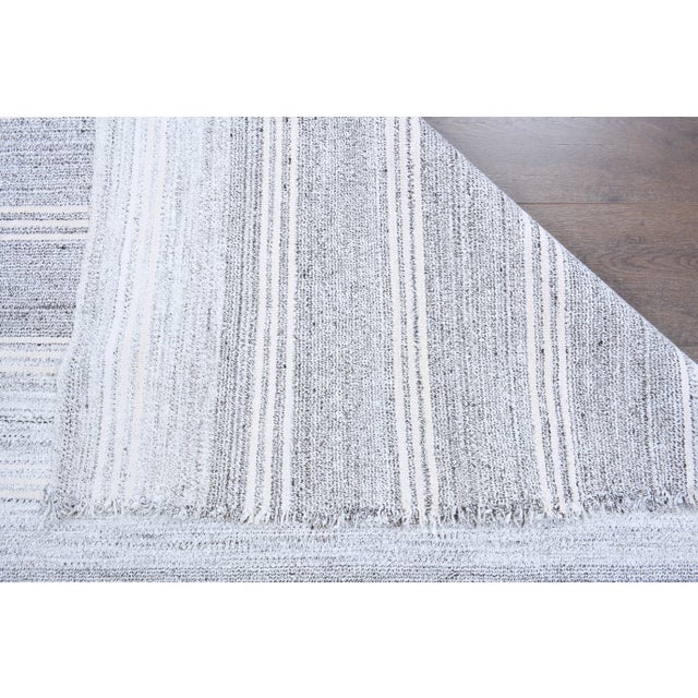 Vintage Turkish Oushak Handmade Wool Cotton White Kilim Area Rug For Sale - Image 10 of 11