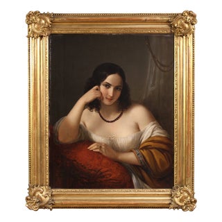 N. Schiavoni, Portrait of a Lady, 1842, Oil on Canvas For Sale