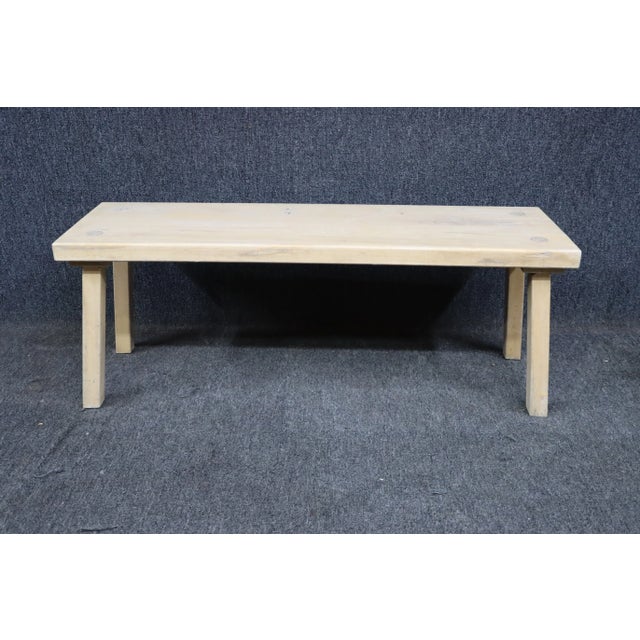 2010s Bleached Walnut Bench For Sale - Image 5 of 8