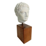 Vintage Bust of Roman Emperor Augustus on Wood Base For Sale