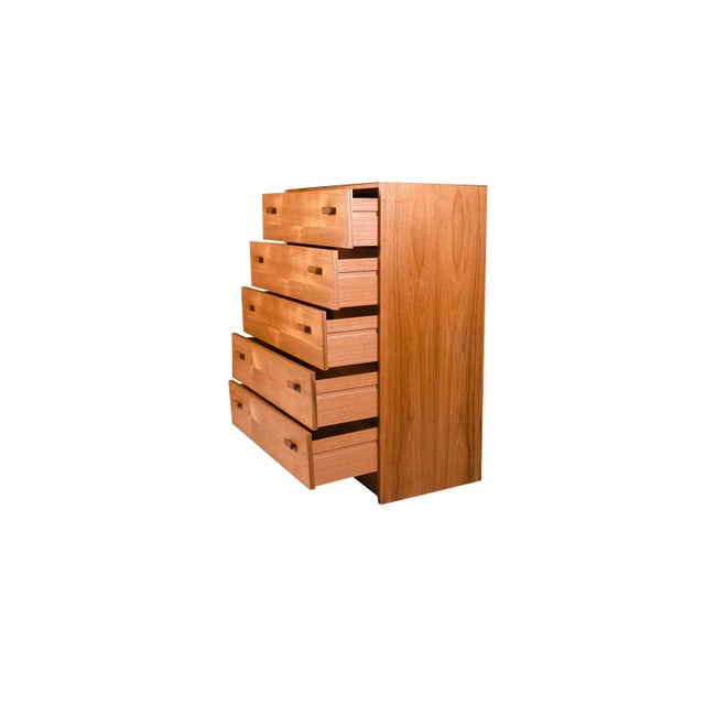 1970s Teak Mid-Century Modern Tall Dresser For Sale - Image 4 of 11
