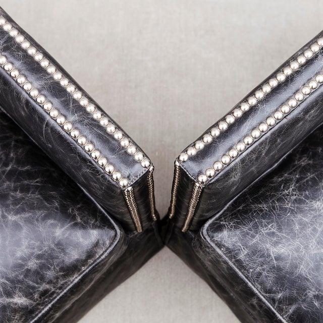 2010s Bernhardt "Delano" Leather Club Chairs With Swivel Base - Set of 2 For Sale - Image 5 of 12