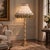 French French-Style Gilded Floor Lamp – Ornate Gold Leaf Stand With Embroidered Fabric Shade & Fringe For Sale - Image 3 of 3
