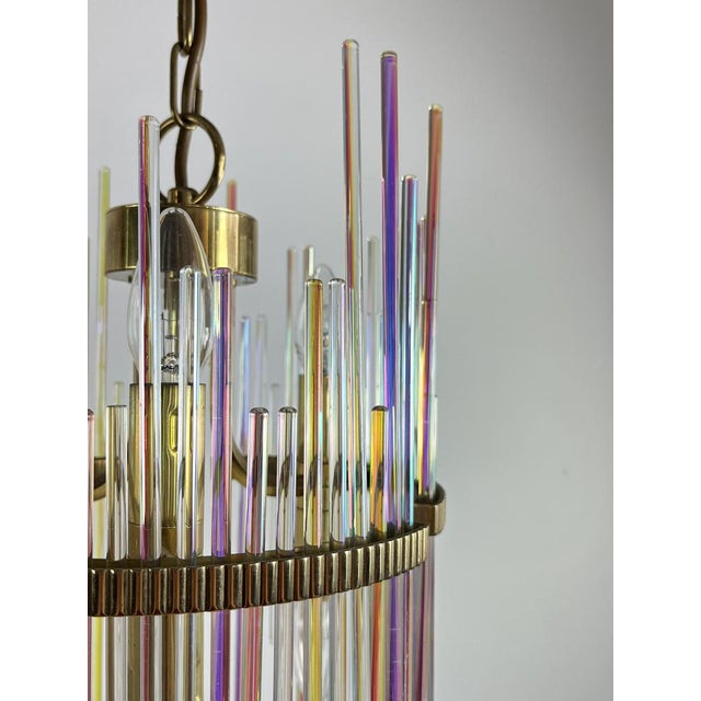 Mid-Century Modern Vintage Italian Chandelier in Brass and Murano Glass, 1960s For Sale - Image 3 of 14