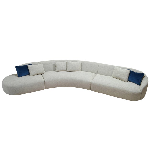 Textile Rounded Sectional Modular Sofa in Beige Quinoa Boucle Fabric by Kabinet For Sale - Image 7 of 7