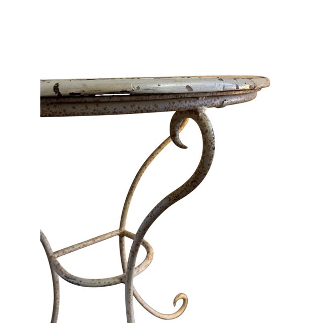 Vintage Wrought Iron Demi-Lune Console Table with Painted Pine Top, 1950s For Sale - Image 6 of 12