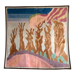 Hand-Dyed Tapestry Painting by French Artist, Marie-Laure Ilie, 1980s For Sale