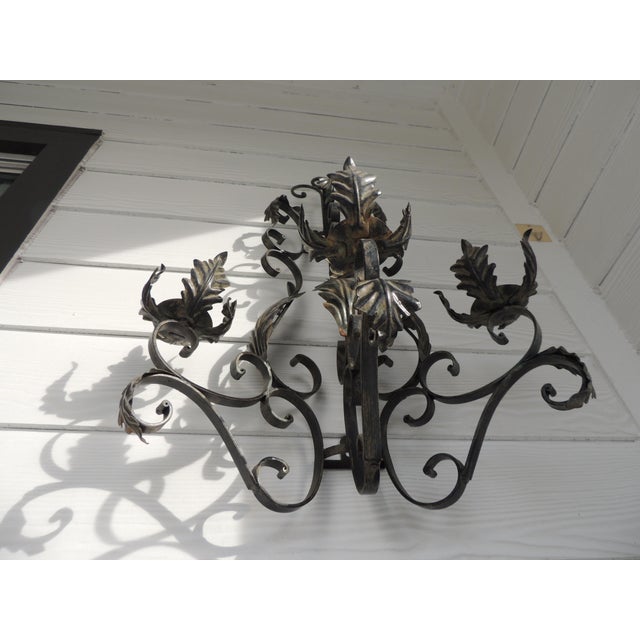 Monumental Vintage Black Wrought Iron Wall Candelabra For Sale - Image 4 of 10