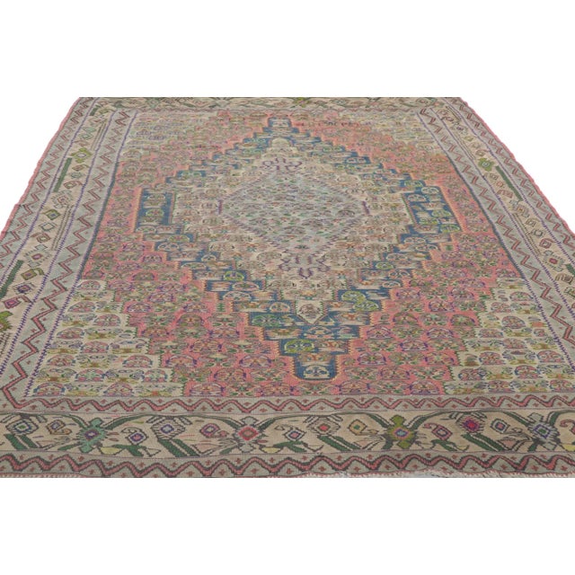 Vintage Persian Bijar Kilim Rug - 4'10 X 6'00 For Sale - Image 4 of 9