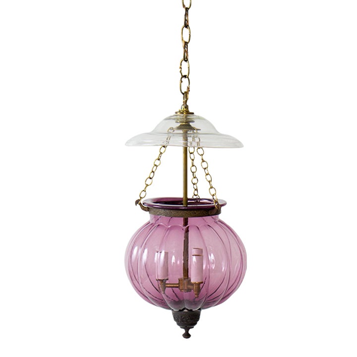 Mid 20th Century Amethyst Melon Shaped Bell Jar | Chairish