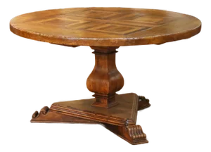 19th Century French Louis XIII Walnut, Oak and Chestnut Round Pedestal Table