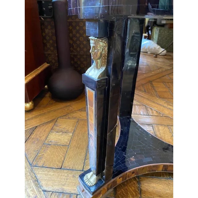 Traditional Maitland-Smith 1980s Faux Tortoise Shell Egyptian Revival Drinks Table For Sale - Image 3 of 8