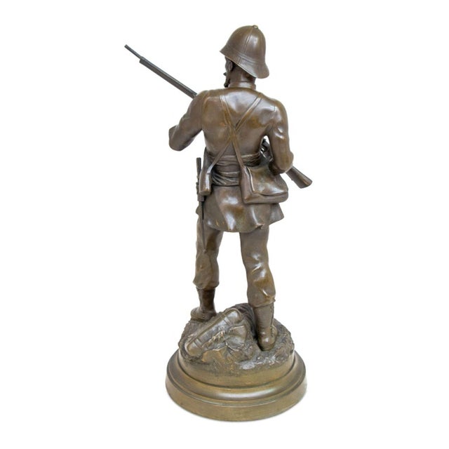 Late 19th Century French Soldier Patinated Bronze Sculpture For Sale - Image 5 of 6